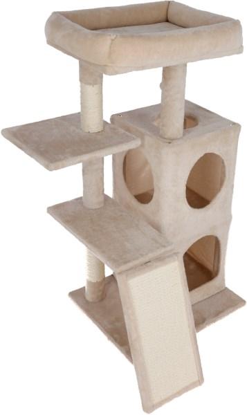 Katzenkratzbaum beige Kerbl Alessia - Katzenbaum [100cm] auch für Kitten geeignet, mit Kratzbrett und Katzenhöhle zweistöckig